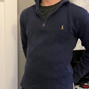 Navy Blue Polo Collar Sweater